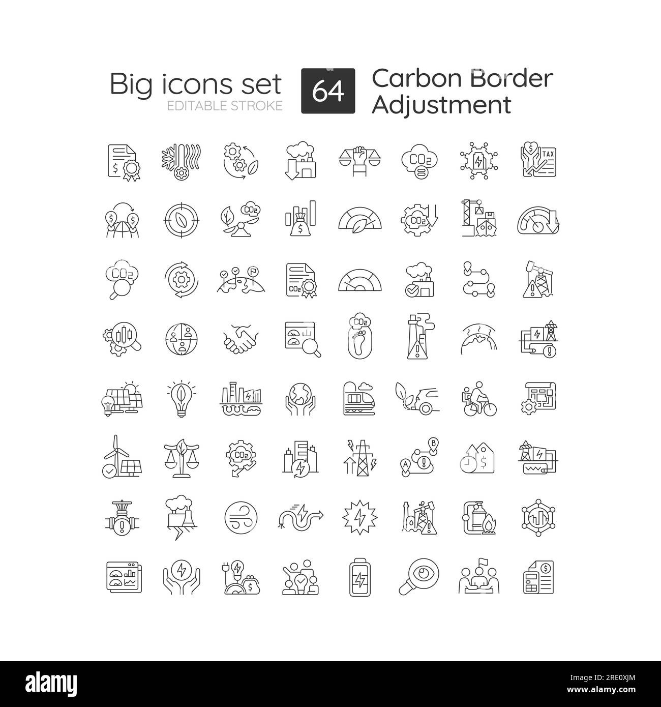 Customizable icon set for carbon border adjustment Stock Vector