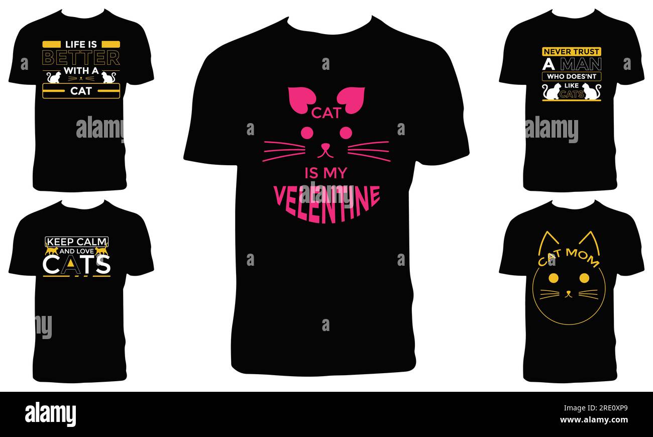 Cat Vector T Shirt Design Bundle Stock Vector Image & Art Alamy