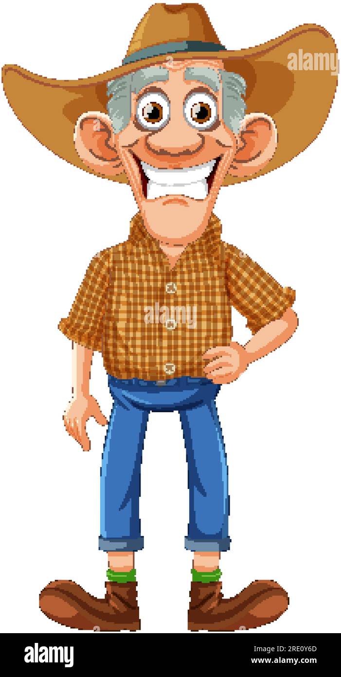 Funny Old Farmer Cartoon Character illustration Stock Vector Image ...