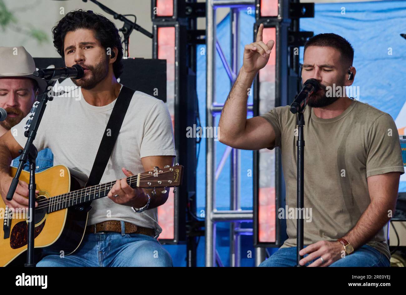 NEW YORK, NY, USA - JULY 21, 2023: Dan + Shay Perform on NBC's 'Today' Show Concert Series at Rockefeller Plaza. Stock Photo