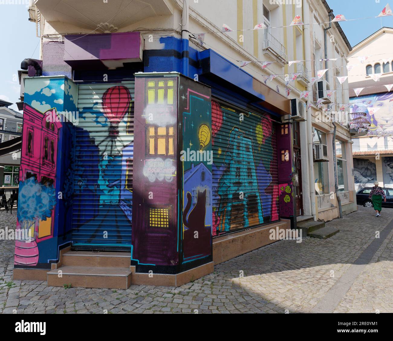 Street art in the neighbourhood of Kapana in the city of Plovdiv ...