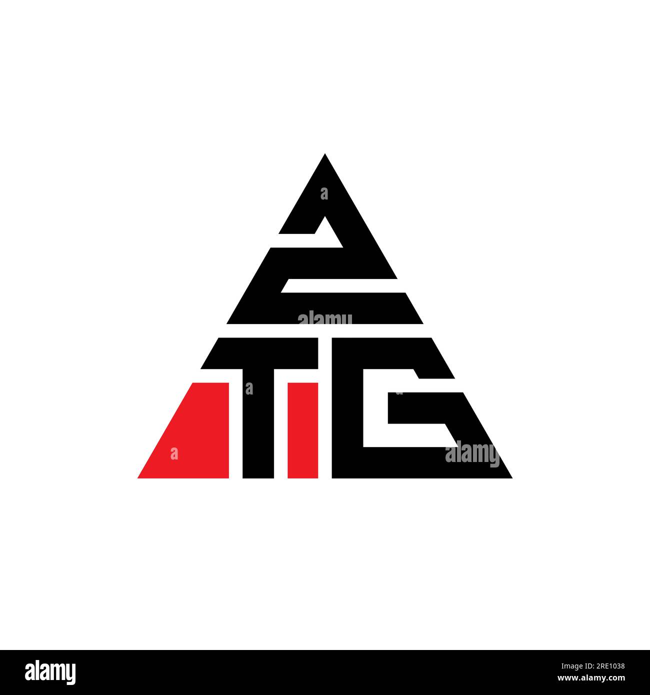 ZTG triangle letter logo design with triangle shape. ZTG triangle logo design monogram. ZTG triangle vector logo template with red color. ZTG triangul Stock Vector