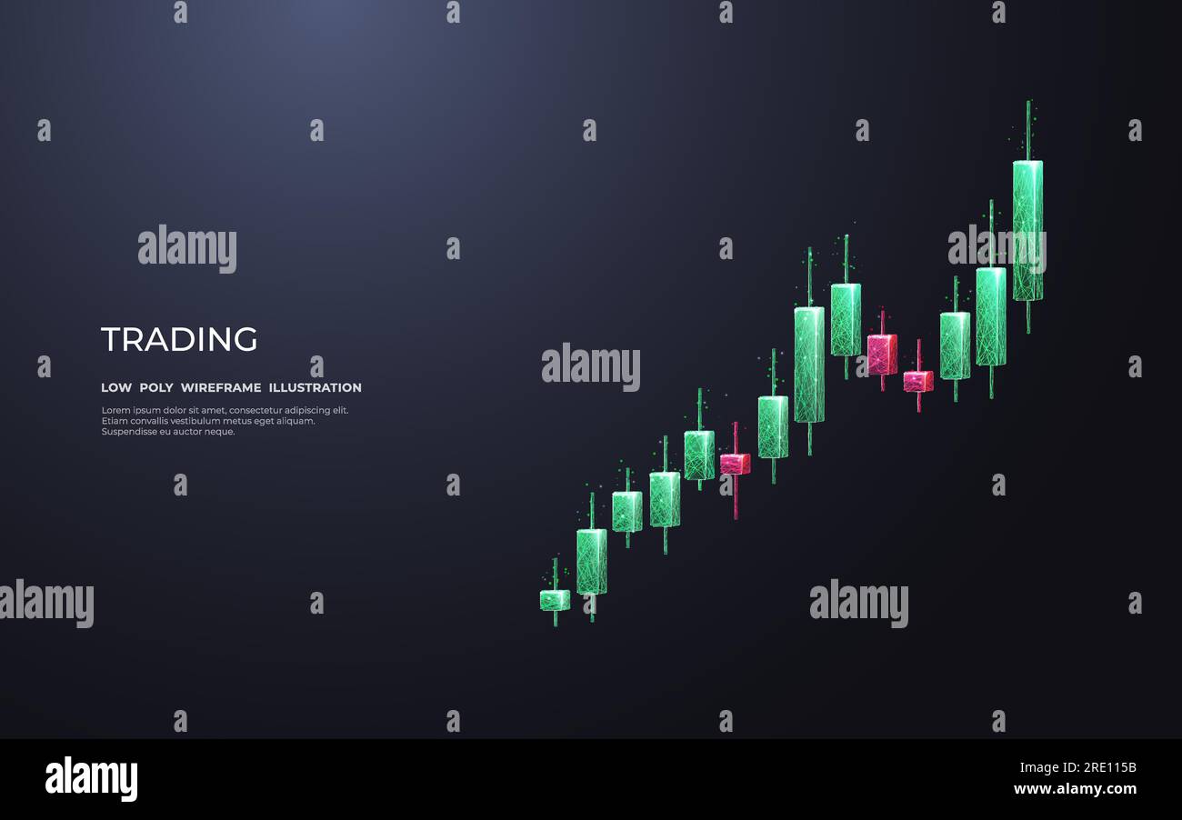 Japanese candlesticks consist of connected dots, lines on dark gray