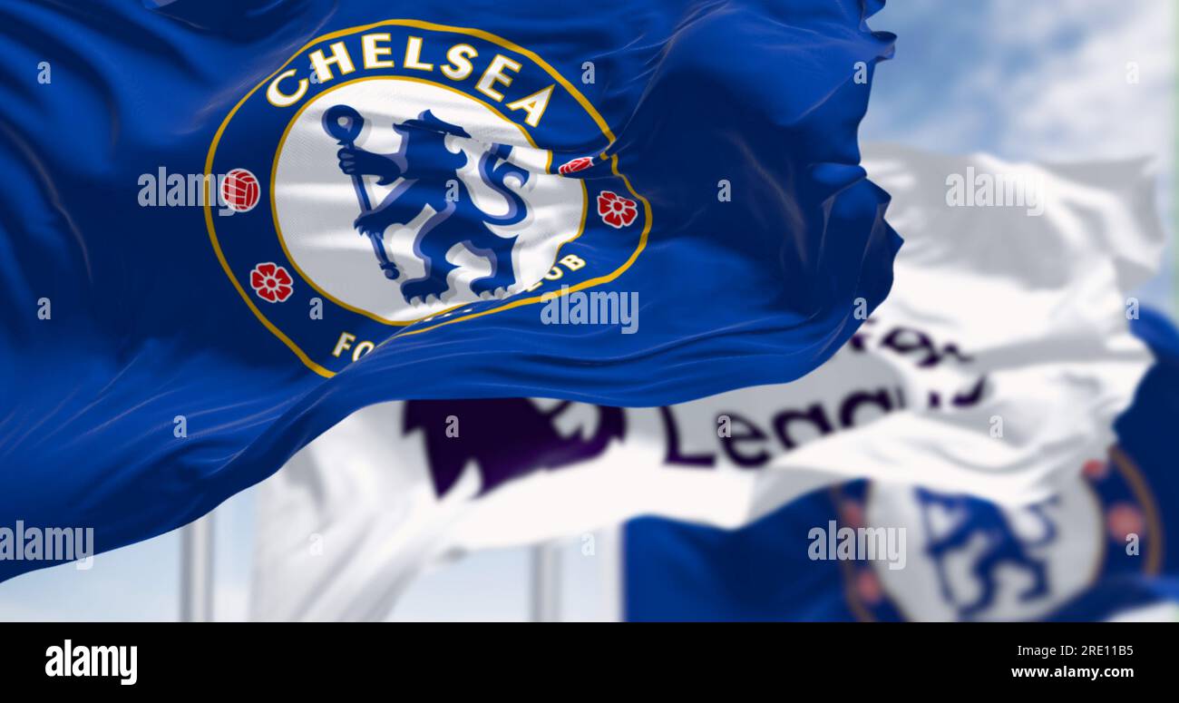 Chelsea football club flag hi-res stock photography and images - Alamy