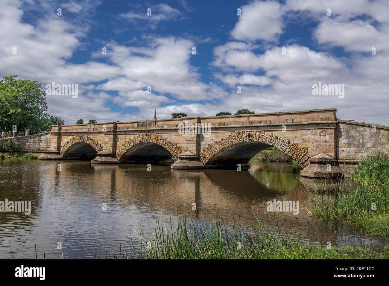 Historic Ross stone bridge  built 1836 over Macquarie River Tasmania Australia Stock Photo