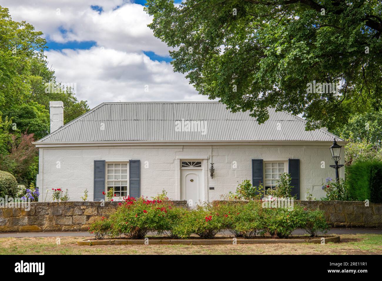 Old white stone bungalow Ross Tasmania Australia Stock Photo