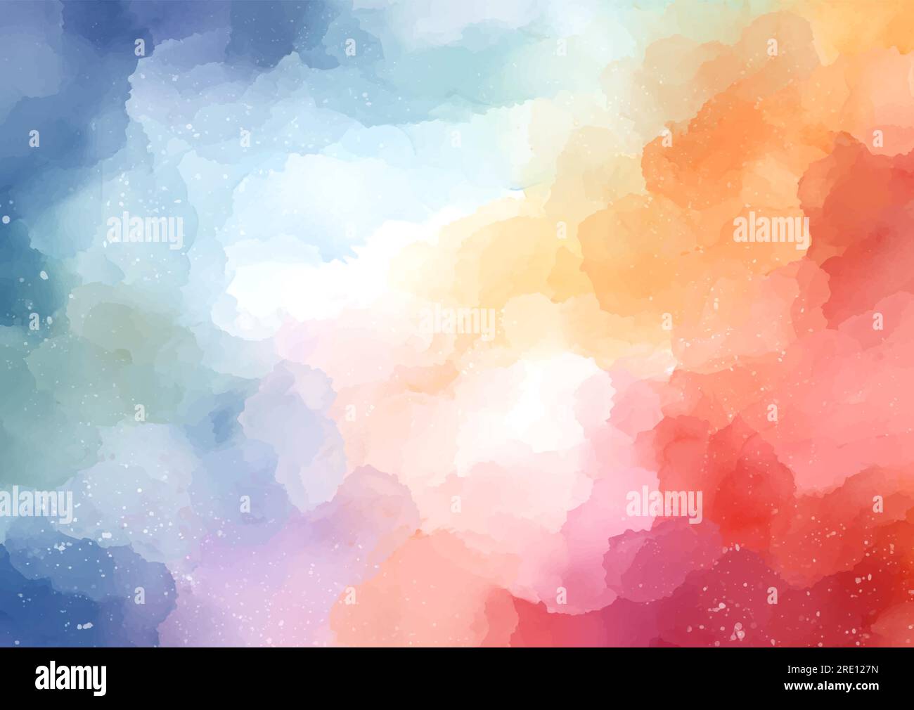 Abstract rainbow coloured hand painted watercolour background Stock Vector