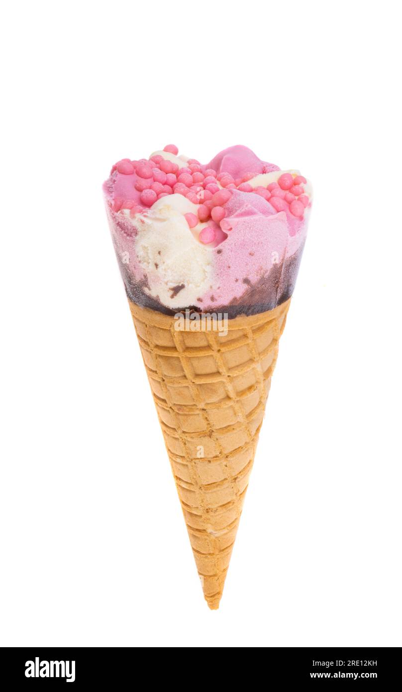 ice cream in waffle cone isolated on white background Stock Photo - Alamy