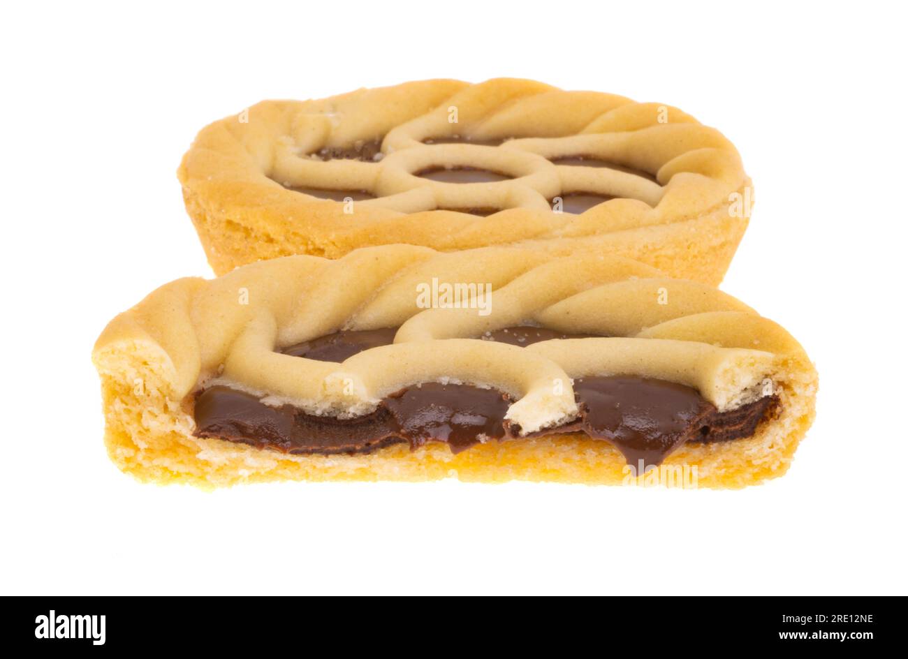 shortbread pie with filling isolated on white background Stock Photo