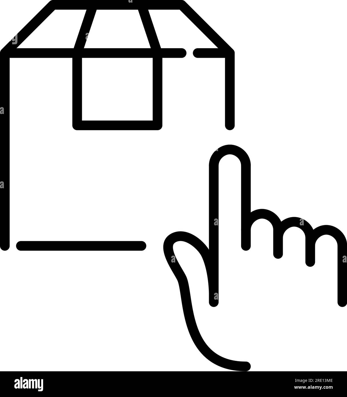 Finger clicking on package. Ordering parcel delivery. Pixel perfect ...