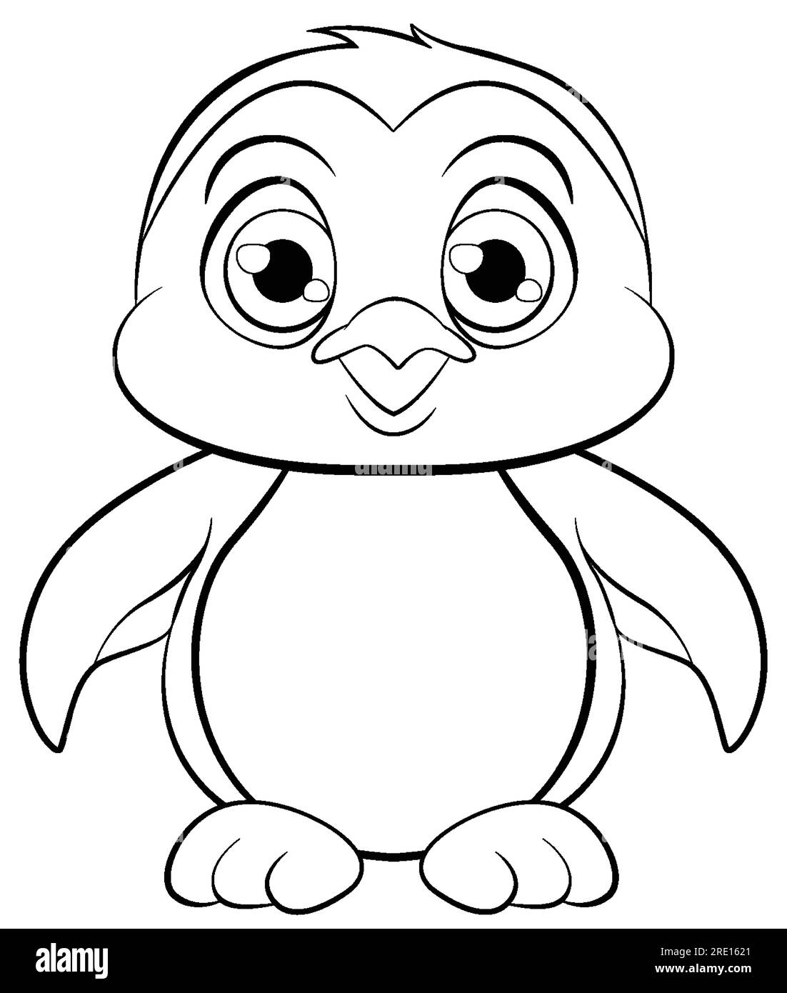 Outline of a walking penguin cartoon isolated on a white background