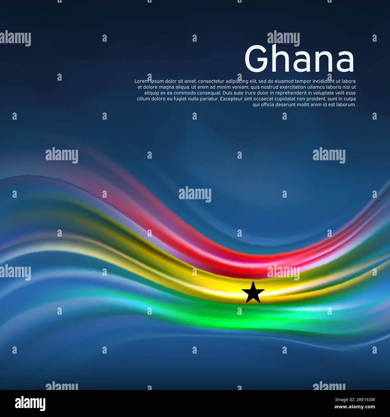 Ghana flag background. Abstract ghana flag in blue sky. National