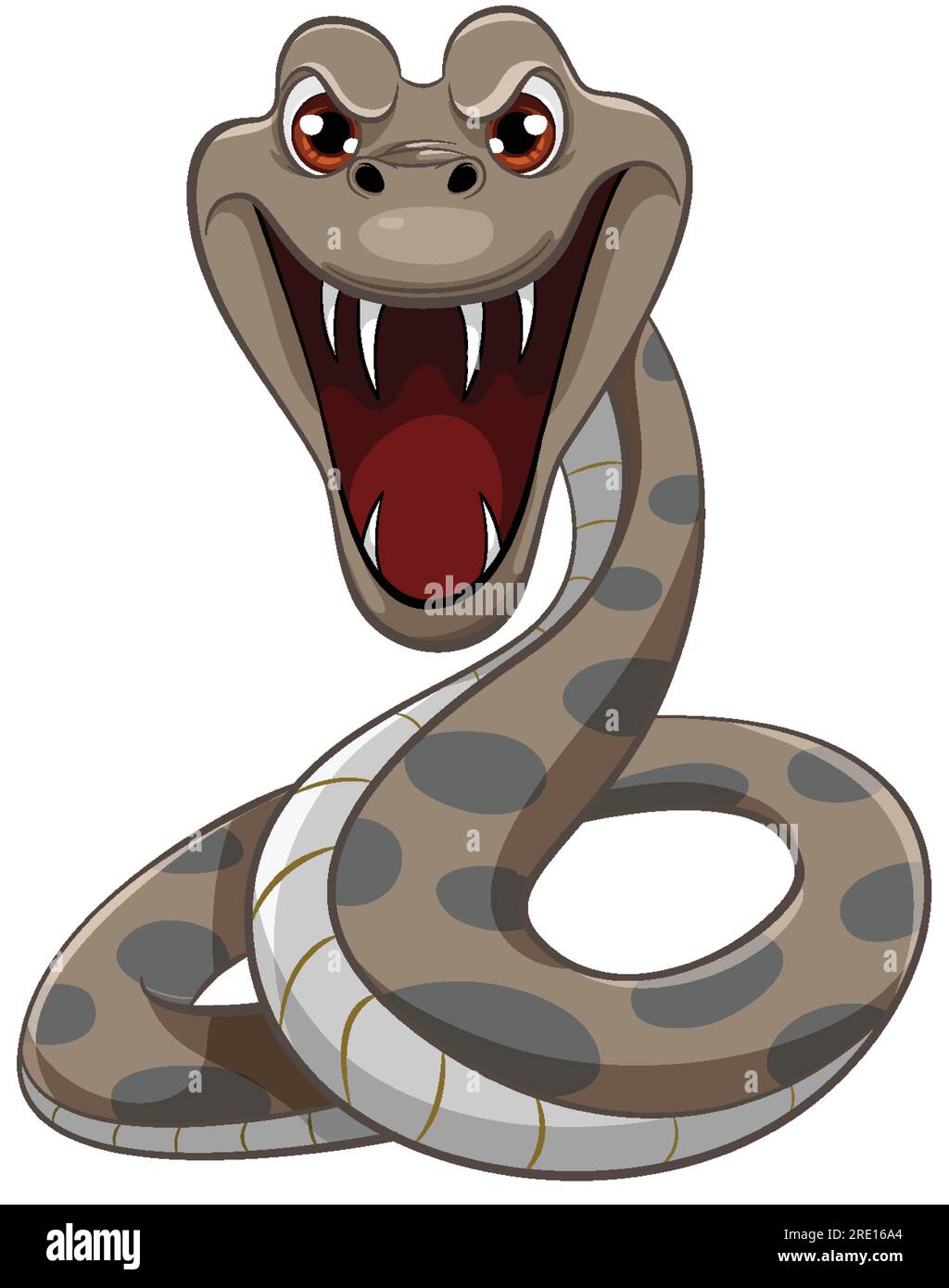 A vector cartoon illustration of a python snake with its mouth open ...