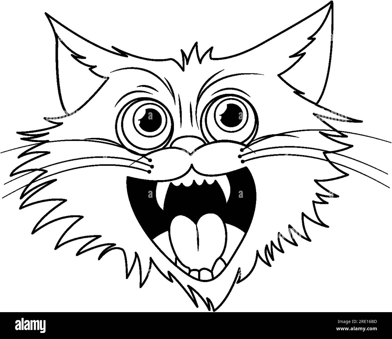 An isolated vector illustration of a fierce cat face on a white background Stock Vector
