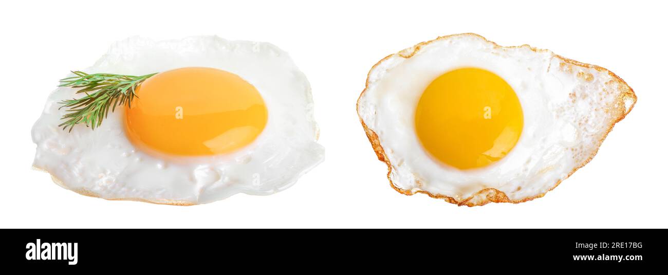 Fried egg isolated on white background closeup Stock Photo - Alamy
