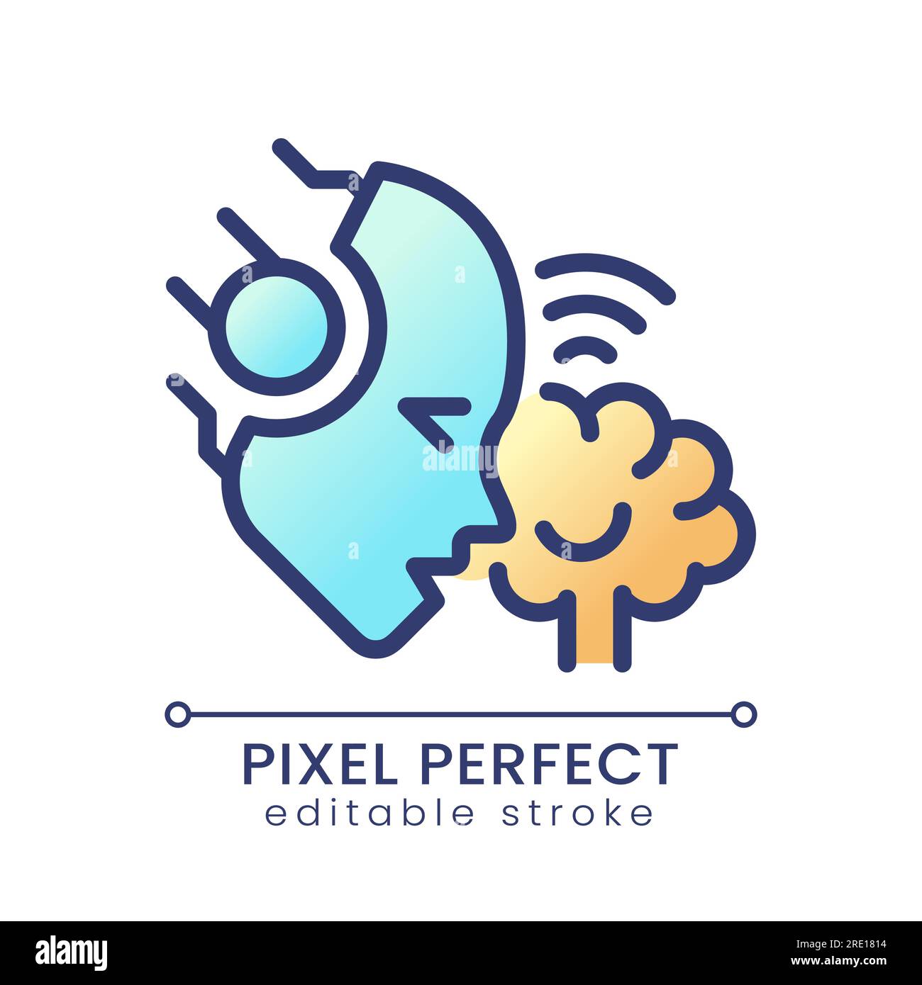 AI reads minds pixel perfect color gradient icon Stock Vector