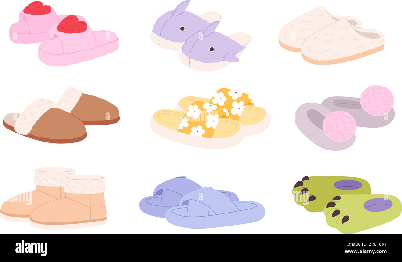 House slippers cartoon set Royalty Free Vector Image