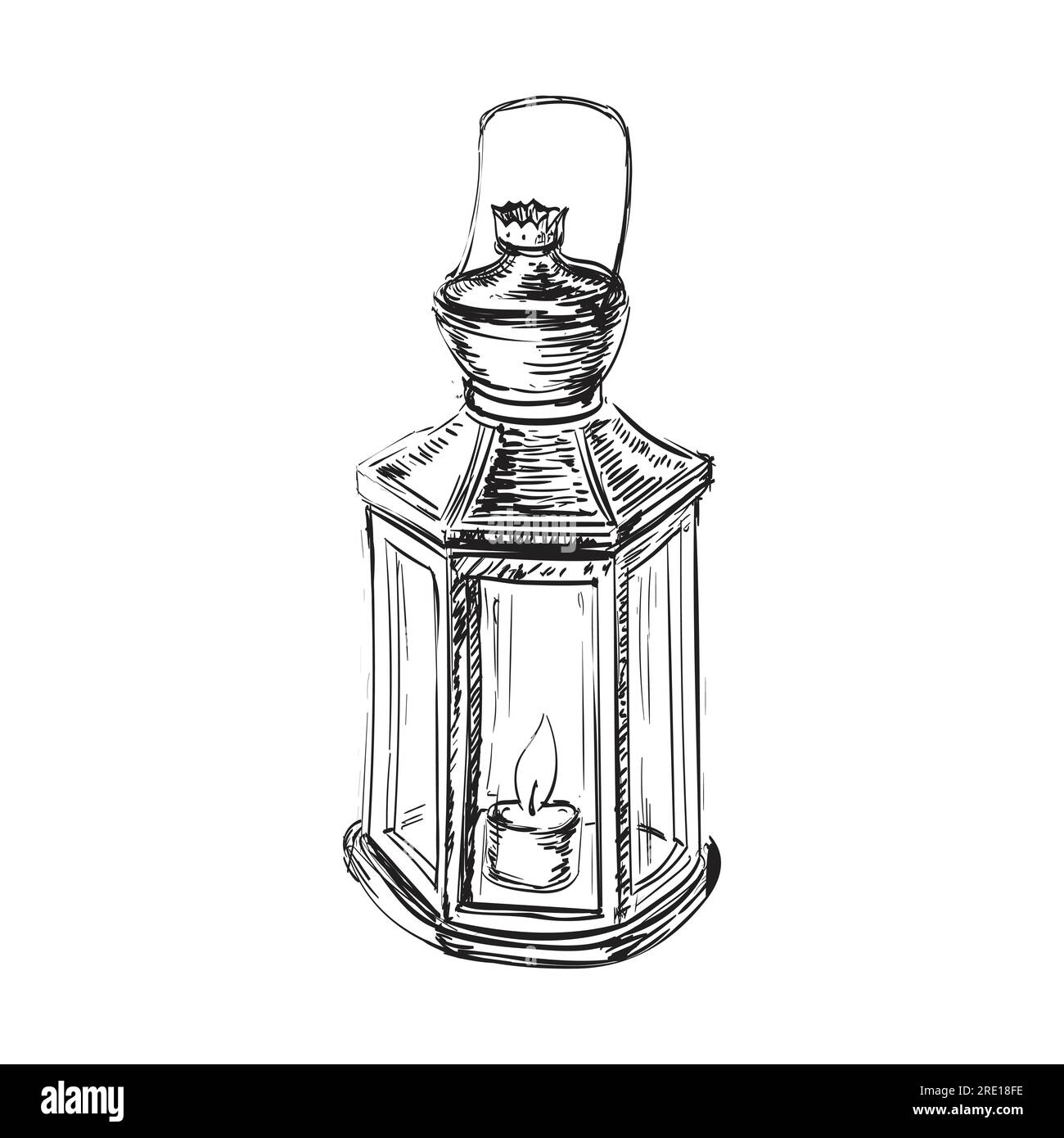 Vintage lamp drawing Stock Vector Images - Alamy