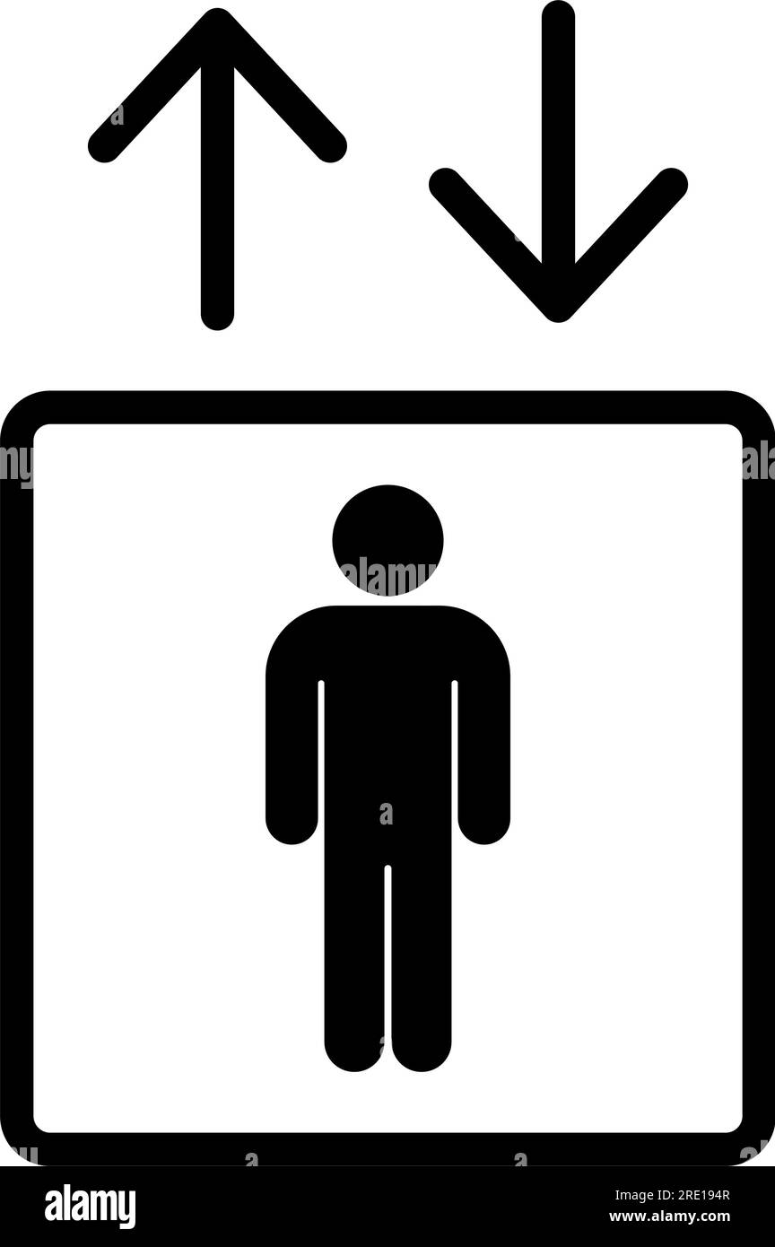 Elevator lift icon man and arrows up down icons. Elevator, lift icons. Exit icon Stock Vector