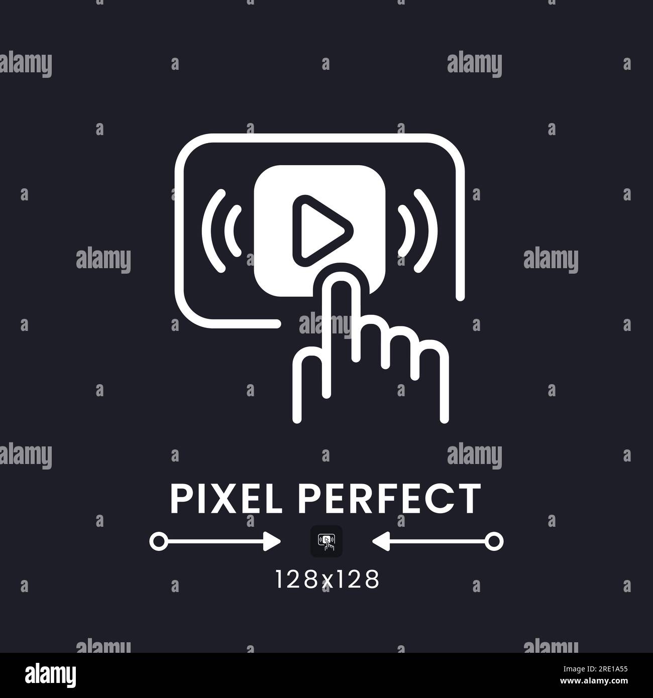 Start streaming white solid desktop icon Stock Vector