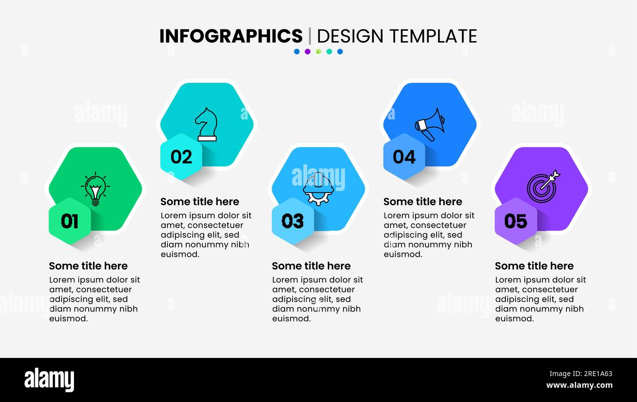 Infographic template with icons and 5 options or steps. Hexagons. Can ...