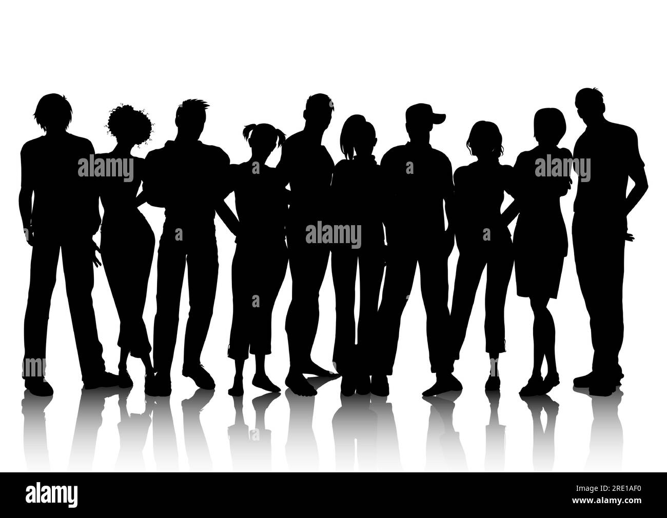 Silhouette of a large crowd of people Stock Vector