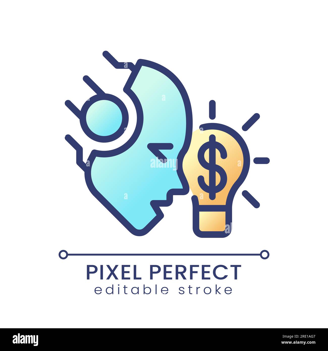 AI makes money pixel perfect color gradient icon Stock Vector Image ...