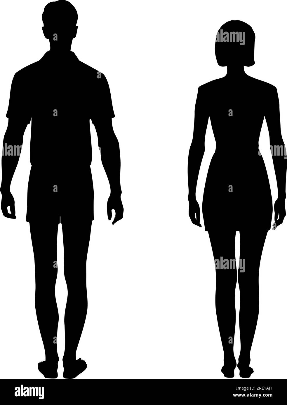 Man and woman standing together silhouette. Full Vector illustration Stock Vector