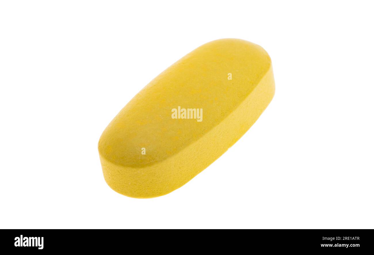 yellow pill isolated on white background Stock Photo Alamy