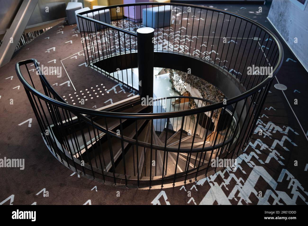 Vabamu Museum of Occupations and Freedom. Spiral staircase leading to the different floors Stock Photo