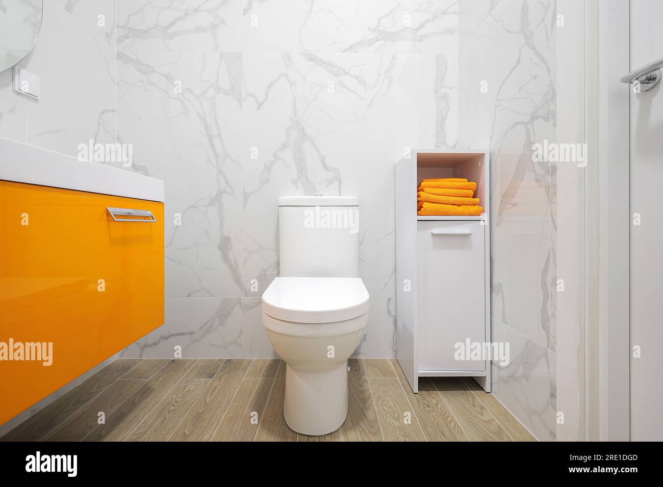 White toilet bowl in a modern home toilet room interior Stock Photo - Alamy