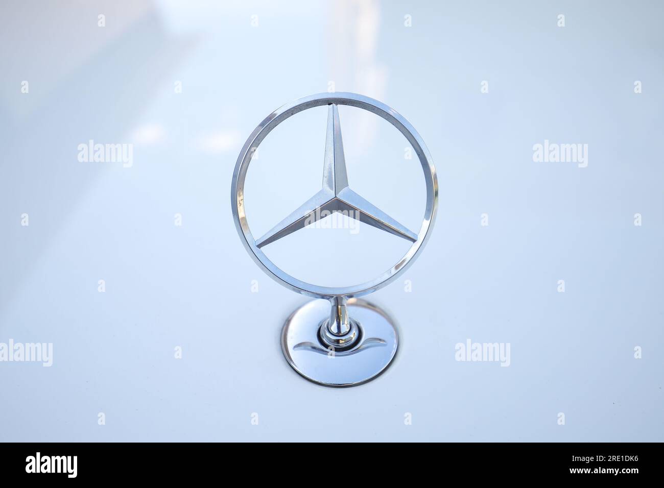 Mercedes Benz Blue & Silver Flat Front Hood Emblem AMG Badge Logo