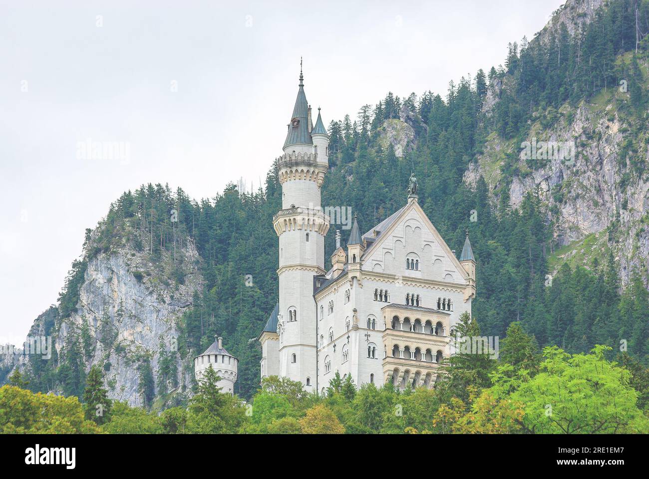 Neuschwanstein Castle in Schwangau, Bavaria, Germany, taken from public ground. Stock Photo