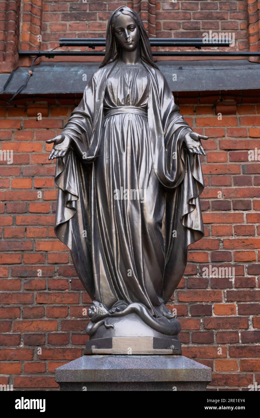 Bronze statue of Virgin Mary Immaculate outside of the Cathedral ...