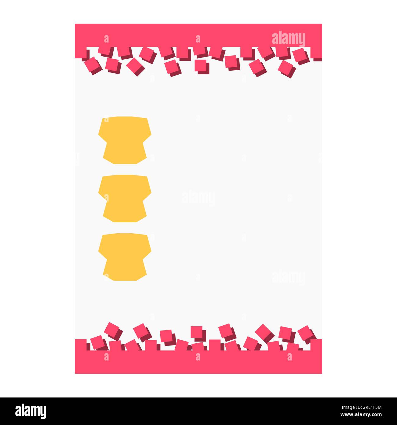 Pink and yellow decorative blank worksheet template Stock Vector