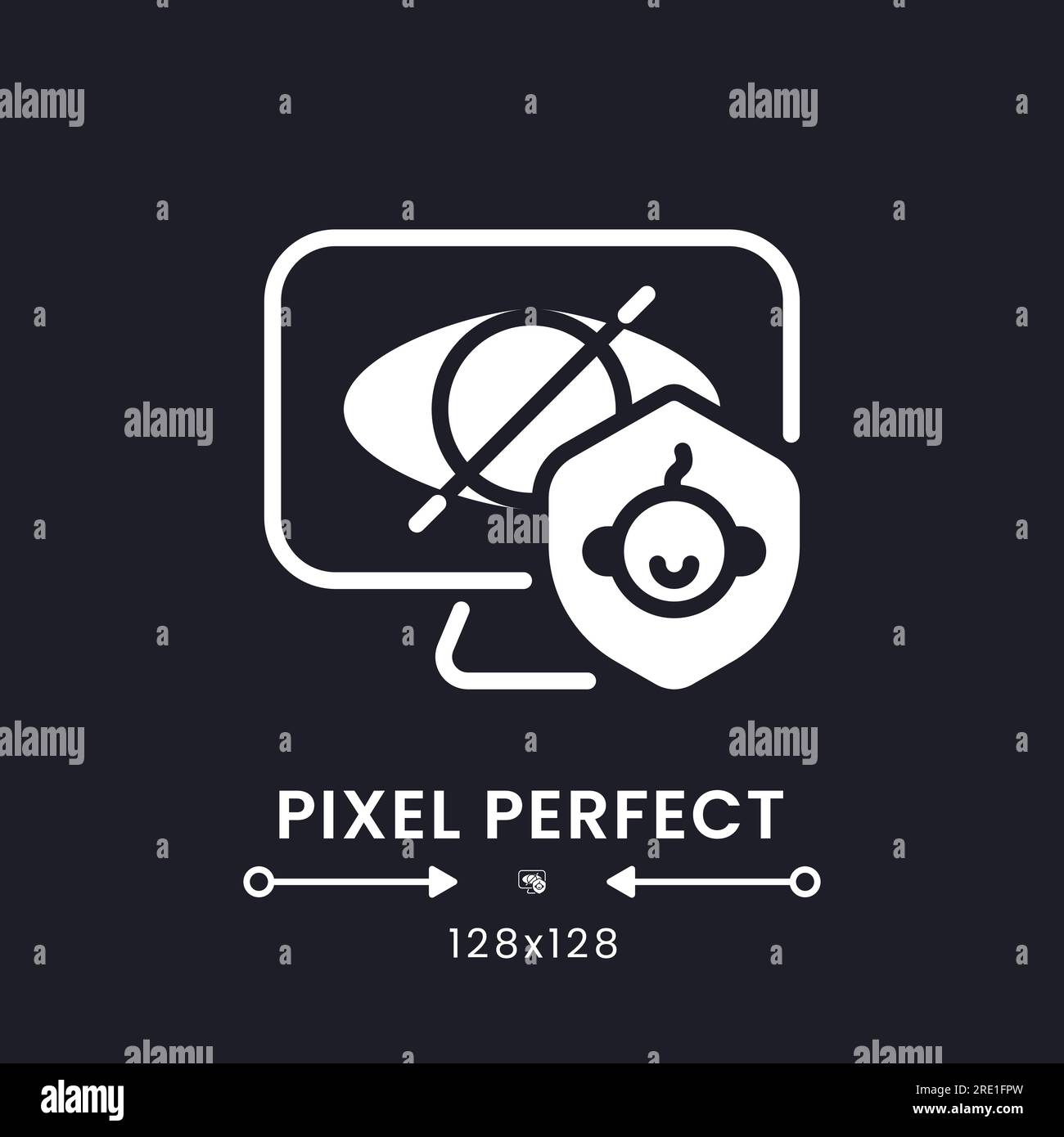 Parental control white solid desktop icon Stock Vector