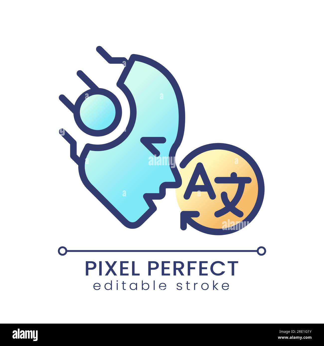 AI translates pixel perfect color gradient icon Stock Vector