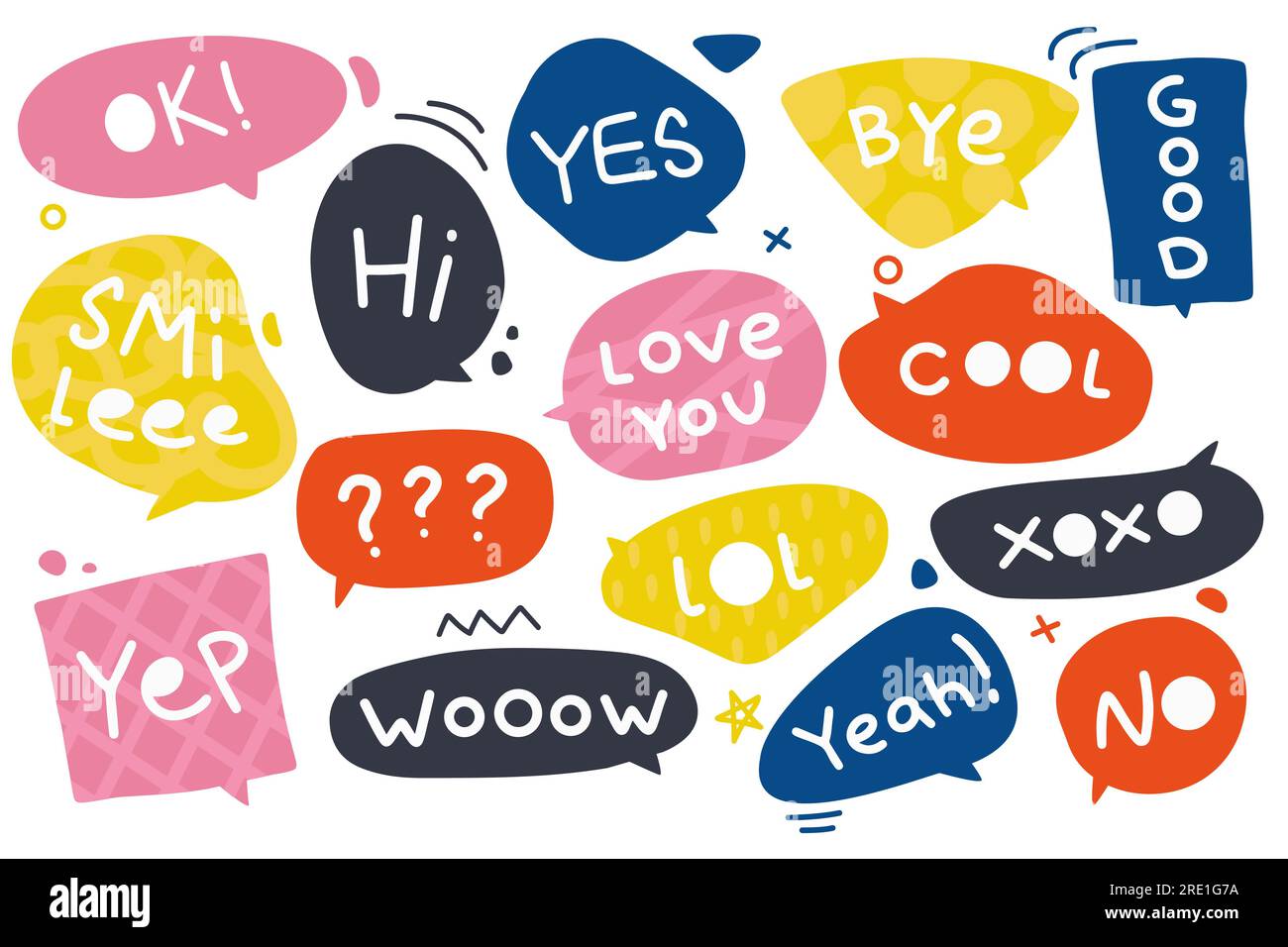 Dialogue bubbles with phrases. Comic speech balloons for greeting and