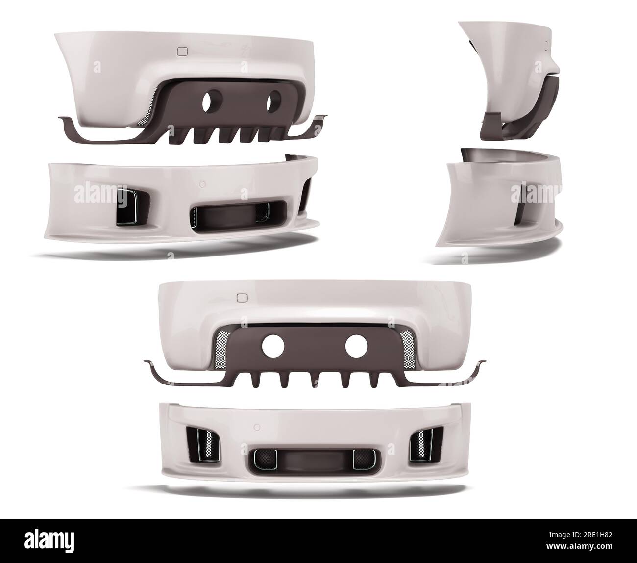 Sport car custom upgrade kit set of details for body bumpers 3d render on white Stock Photo Alamy