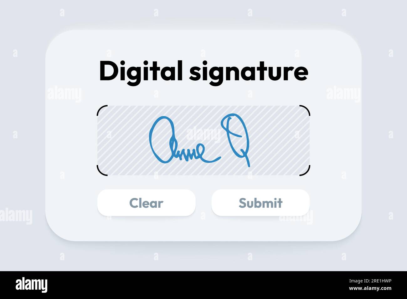 Digital signature concept. Application for write and sign contract and business agreement, smart phone app for signing document vector illustration. Handwriting with buttons submit and clear Stock Vector