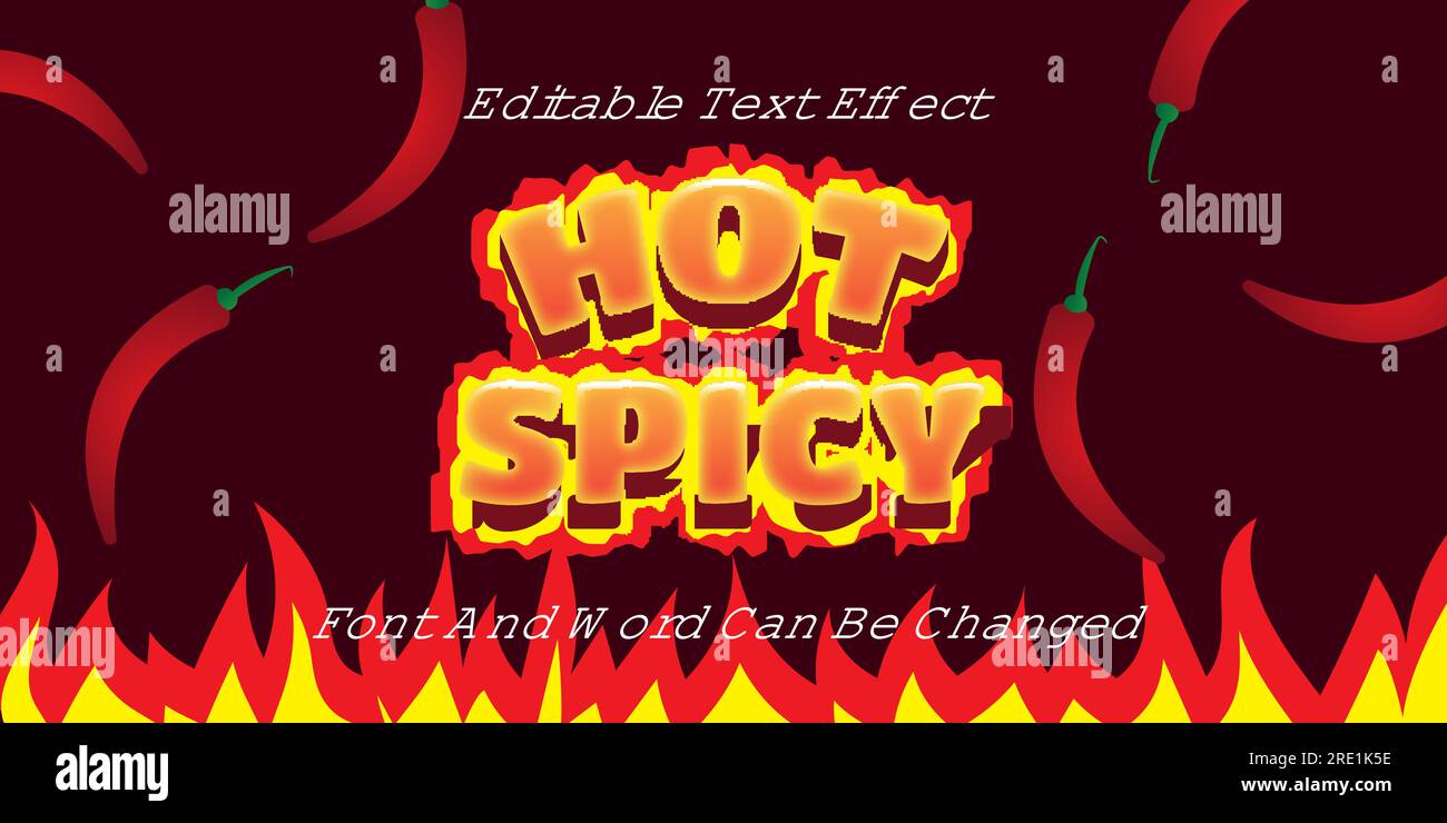 hot spicy editable text effect. suitable for spicy food promotion banner Stock Vector