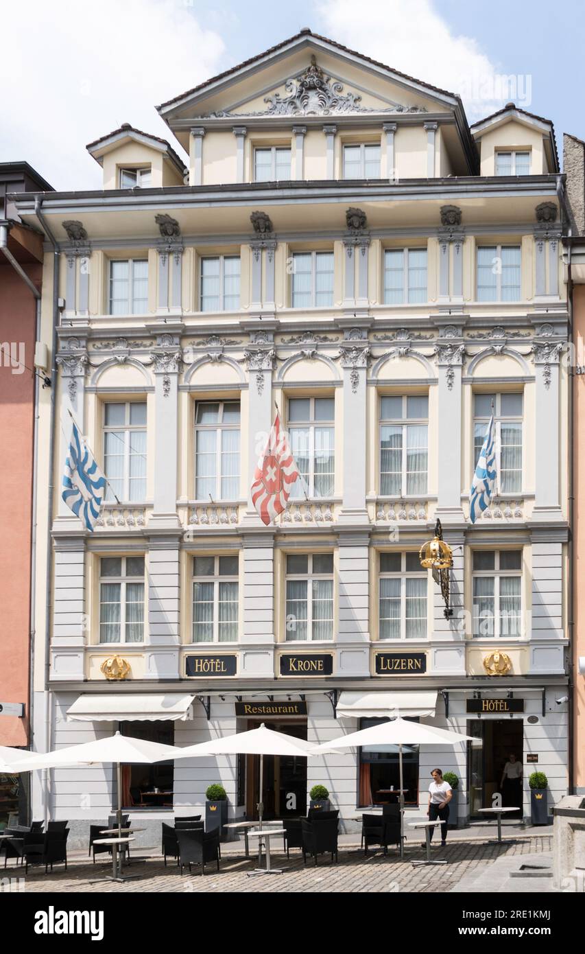 Hotel Krone, Lucerne, Switzerland, Europe Stock Photo