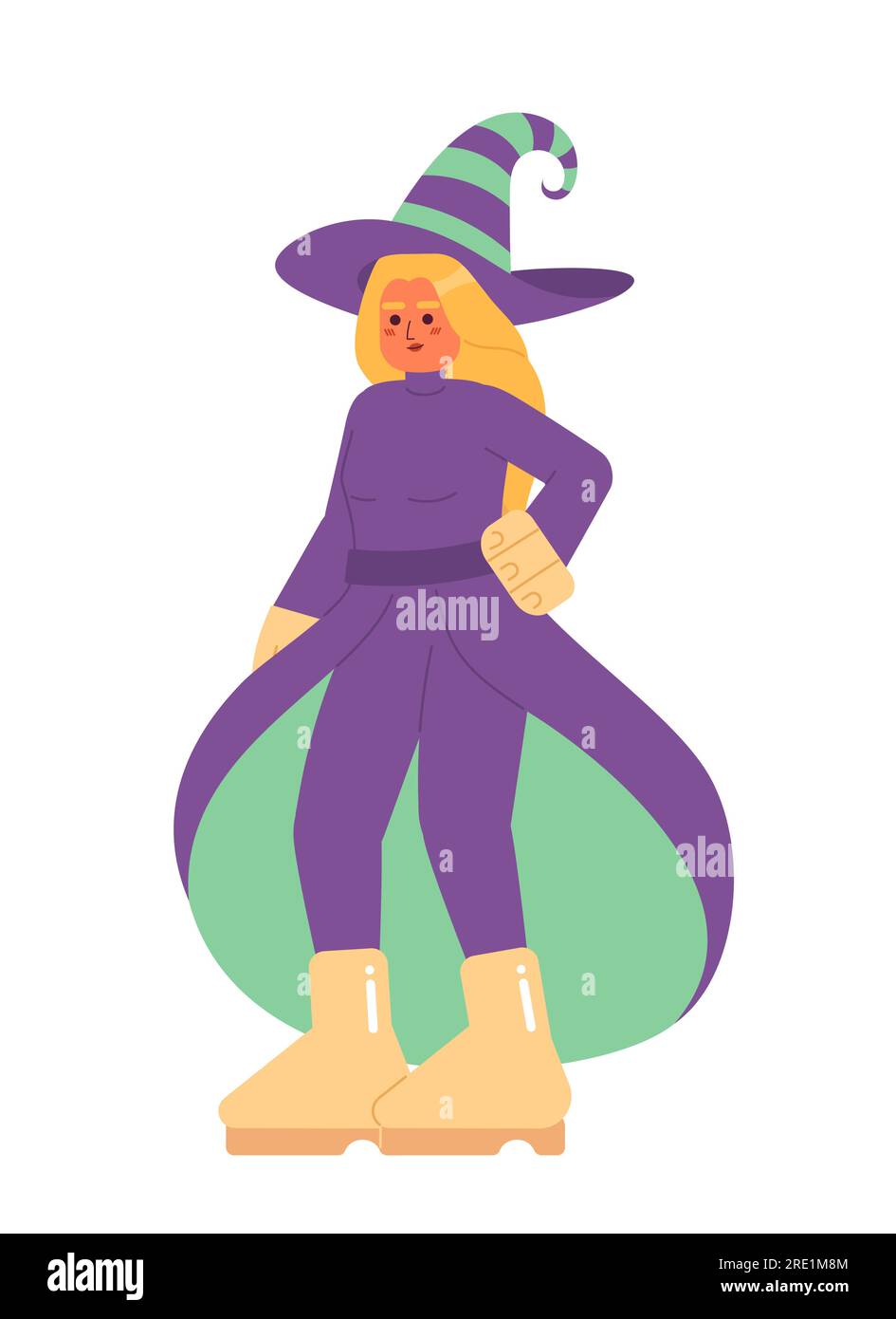 Halloween wicked witch semi flat color vector character Stock Vector