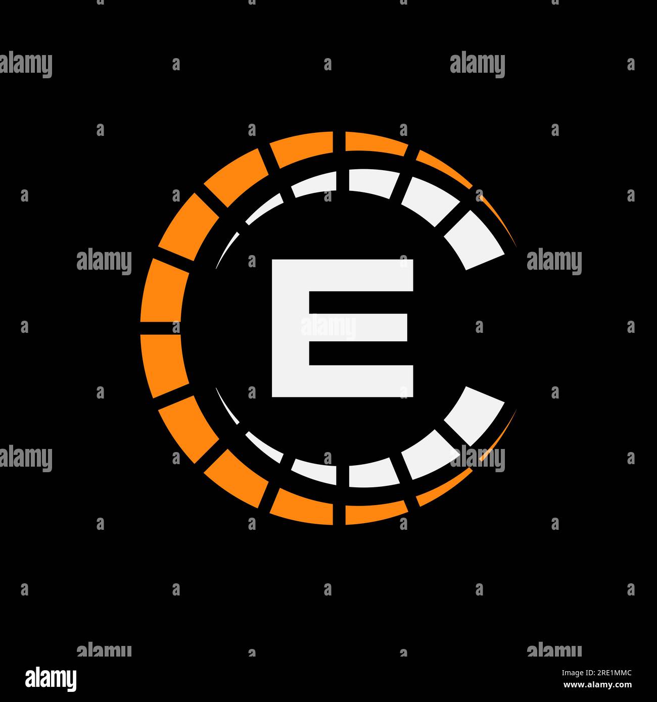 Car Automotive Logo On Letter E Speed Concept. Sport Car Symbol For