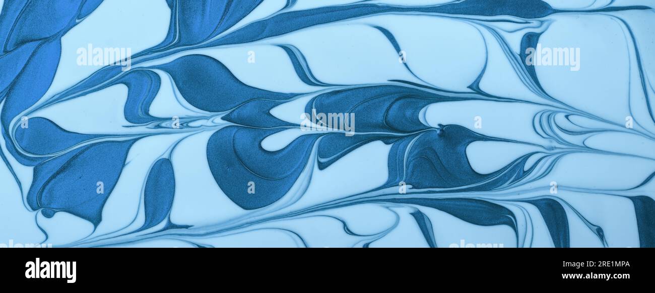 Abstract fluid art background navy blue and sky colors. Liquid marble ...