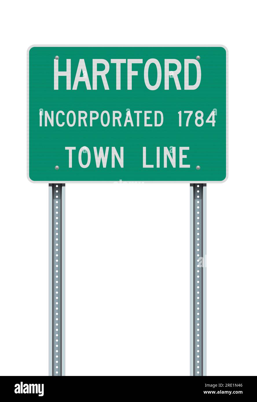 Vector illustration of the Hartford (Connecticut) City Limit green road sign on metallic posts Stock Vector