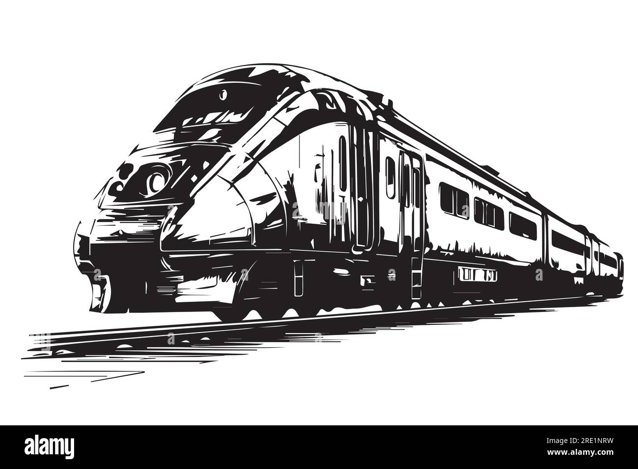 Modern highspeed electric train on rails. Object isolated on white