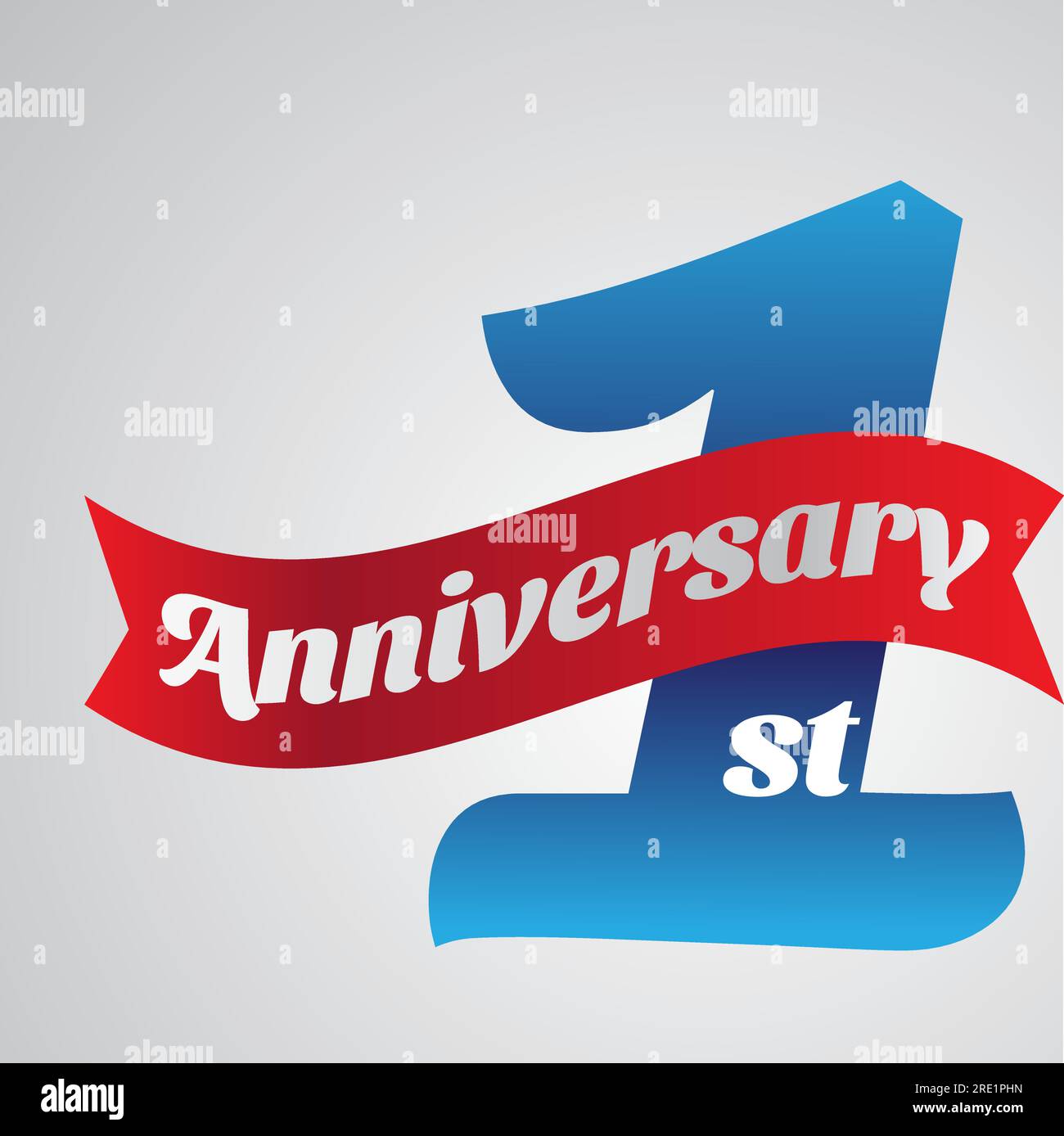 anniversary 1st banner design with blue and red. suitable for greeting card, banner, poster, etc . vector illustration Stock Vector