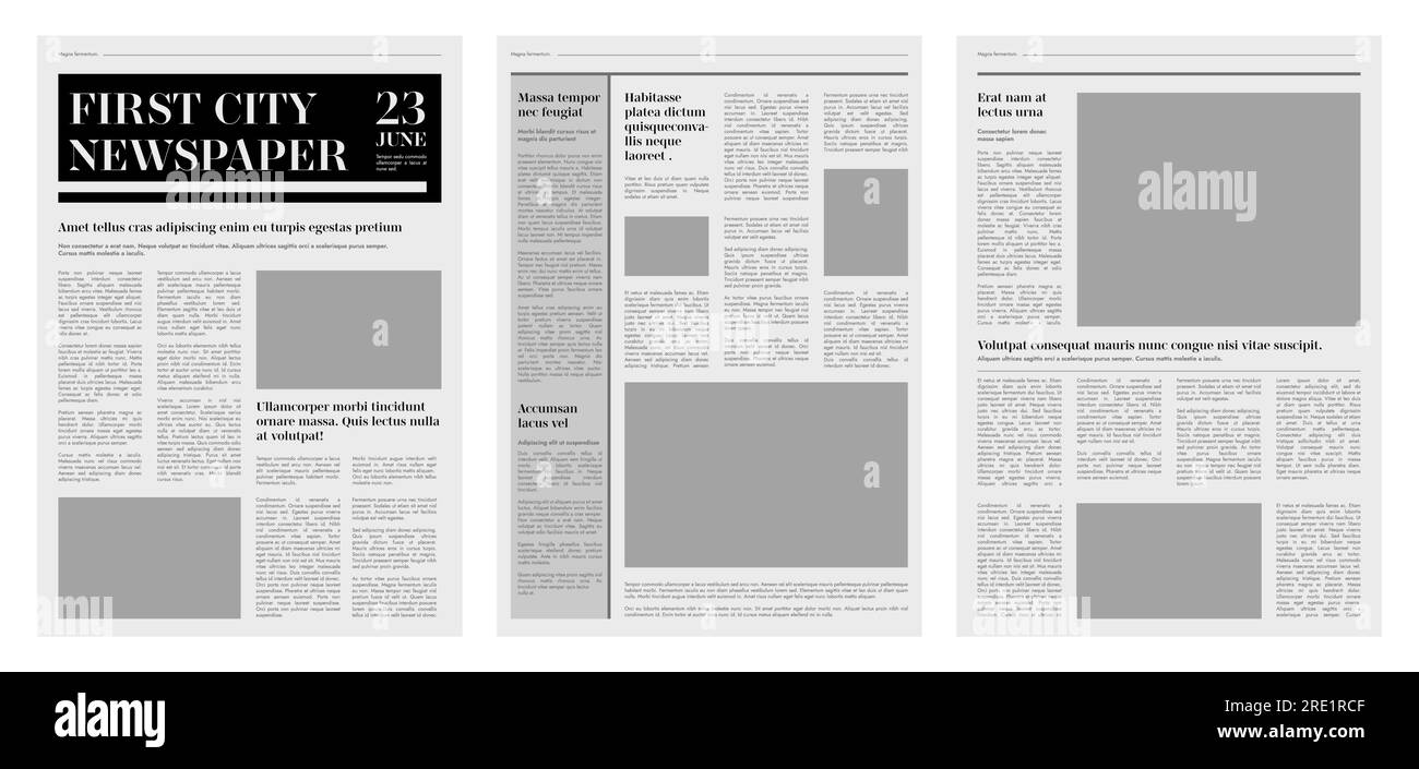 Newspaper pages template. News paper headline vector mockup. Tabloid  journal simple background. Newsprint modern style Stock Vector