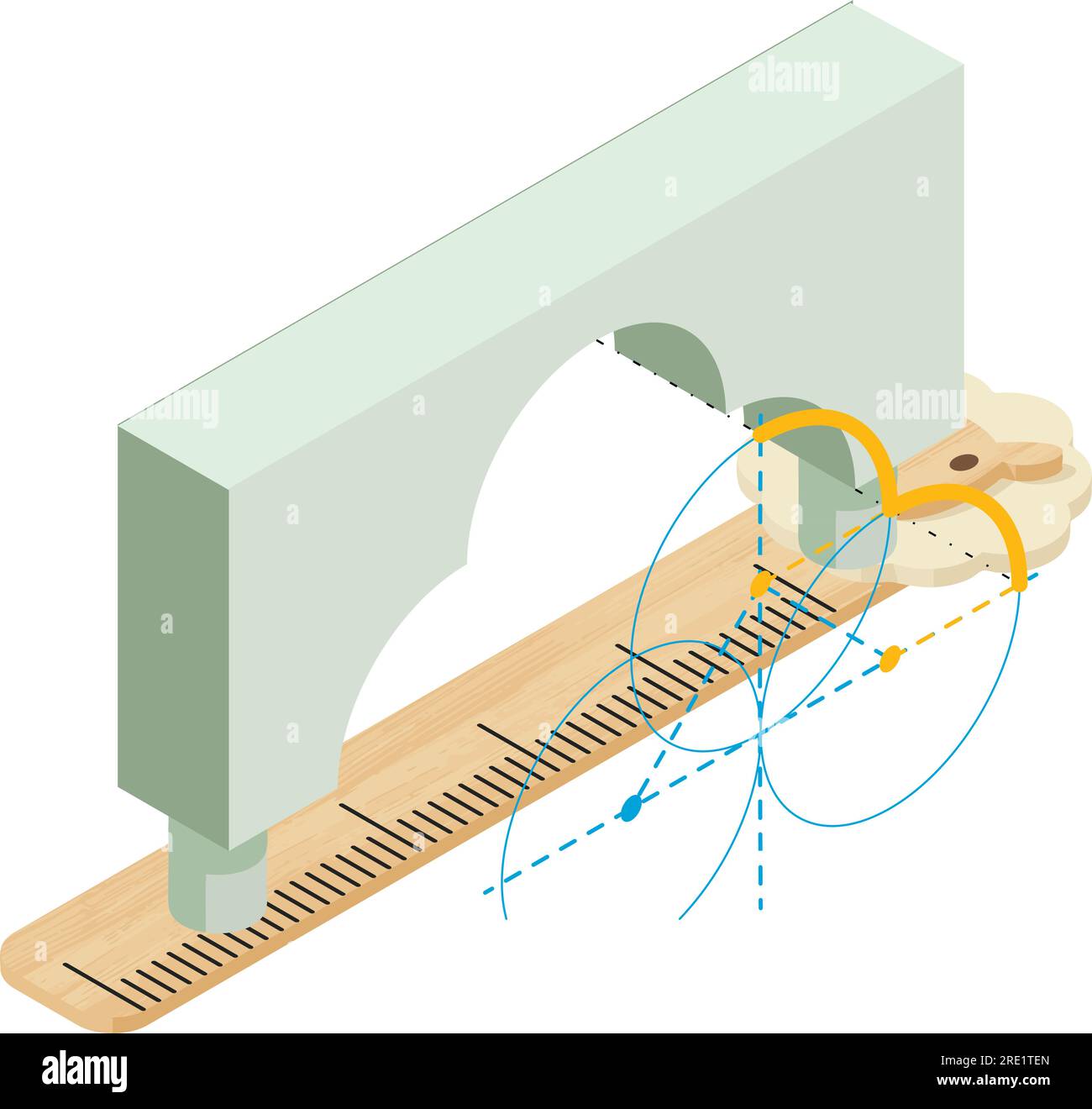 Renovation icon isometric vector. Volumetric arch project and wooden ...